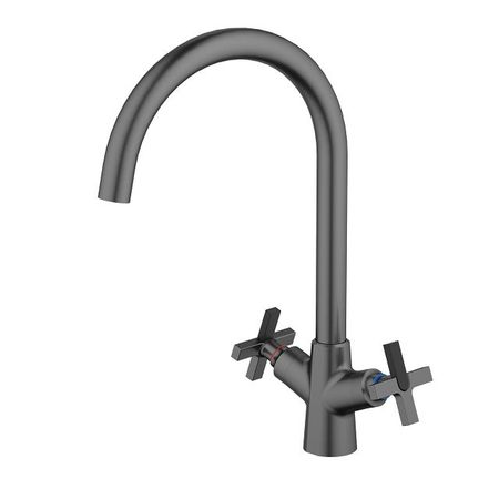 смеситель для кухни AQUEDUC 346653 двухручковый оружейная сталь латунь смеситель для ванны aqueduc 346656 двухручковый длинный латунь