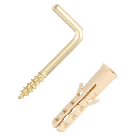 шуруп-крюк L-образный 4,9х50мм латунир. с дюбелем 2шт шуруп крюк 6х60 hook 6 x60 mp