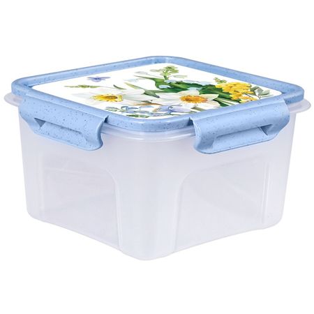 контейнер для продуктов ПОЛИМЕРБЫТ Весенний сад 0,9л 12,5х12,5х10см 4 замка квадратный пластик подставка для украшений вещицы африка 12 5х12 3х19см полирезин