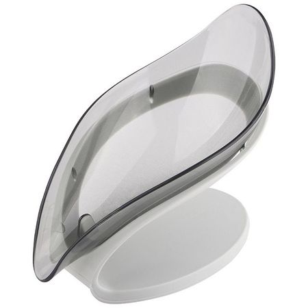 мыльница со стоком воды РЫЖИЙ КОТ пластик серый белый