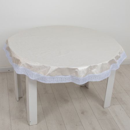 скатерть ПВХ Афина с каймой круглая D152см бежевая, арт.14590