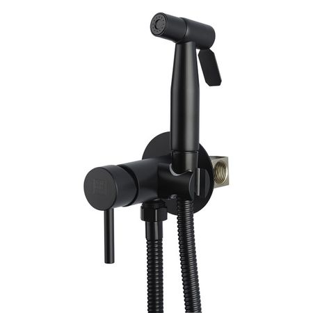 смеситель с гиг. душем AQUEDUC нержавейка черный samodra button bidet самоочищающаяся насадка для биде