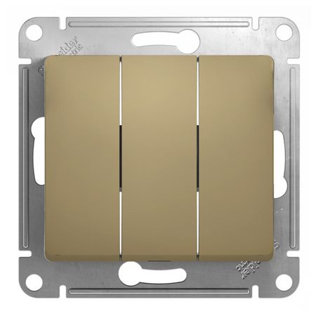 выключатель 3-клавишный SYSTEME ELECTRIC Glossa титан переключатель 1 клавишный schneider electric glossa титан
