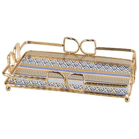 поднос NOUVELLE HOME  Golden Blue 22х33,5х6,5см фарфор,металл планка с тремя крючкам joy home металл