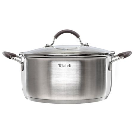 кастрюля TALLER Lira 4,7л 24см нерж.сталь стеклянная крышка индукция терка mallony nimbus 24см плоская без поддона нерж