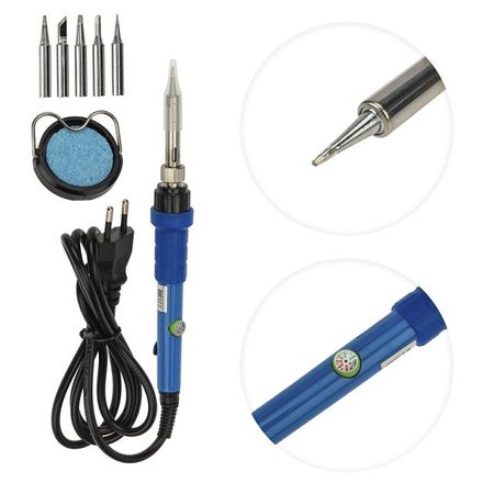 паяльник REXANT 60Вт конус прямой пластиковая ручка подставка с губкой 5 жал jcd 80w цифровой паяльник 220v