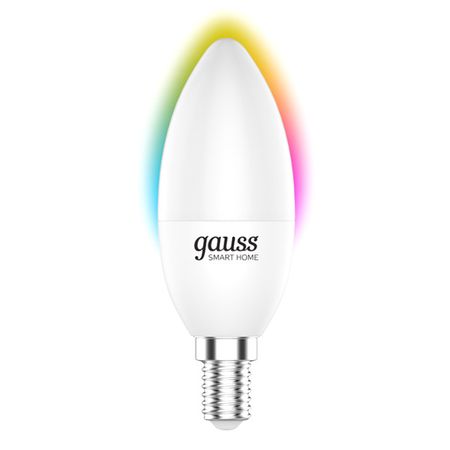 лампа GAUSS Smart Home 5Вт Е14 LED 470Лм 2700/6500К С37 RGBW свеча дим chinly dmx512 волоконно оптический двигатель 32 вт rgbw