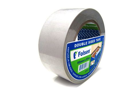 лента клейкая двусторонняя FOLSEN ПП 50ммх25м, арт.031115025 лента клейкая двусторонняя folsen пп 50ммх5м арт 03111505