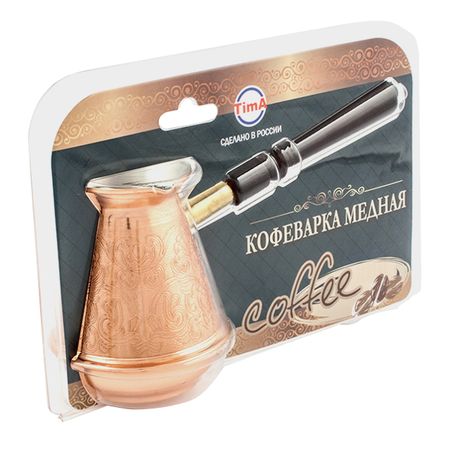 турка TIMA Турчанка 300мл медь деревянная съемная ручка блистер