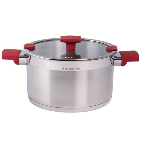 кастрюля ATTRIBUTE Stark 5,8л 24см нерж.сталь стеклянная крышка индукция терка mallony nimbus 24см плоская без поддона нерж