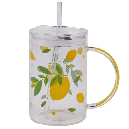 кружка TODELIA Лимоны с крышкой и трубочкой 1л стекло искусственные лимоны oppohere пенополистирольные желтые