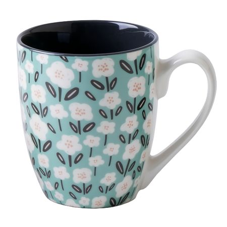 кружка TODELIA Ромашковый букет 400мл костяной фарфор зеленая