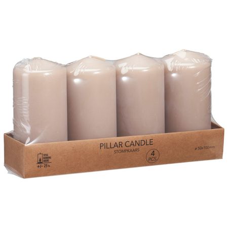 набор свечей-столбиков 4шт 5х10см 25ч/г бежевый без аромата свечей витые 2шт 24 5х2 2 серебро 7ч без аромата