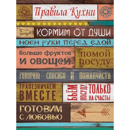 картина на холсте Правила кухни 300х400мм современный печатный постер на холсте