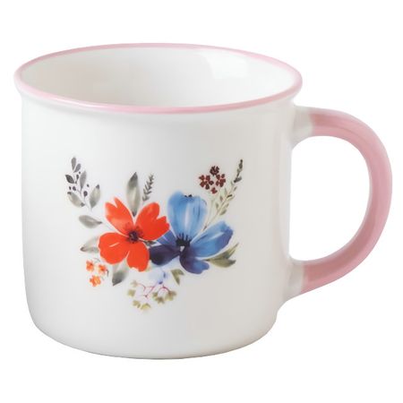 кружка TODELIA Флора розовая ручка 380мл костяной фарфор