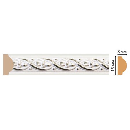 молдинг DECOMASTER 2400х8х15мм белый, арт.130-7D молдинг decomaster 15х8х2400 мм   полистирол арт 130 5