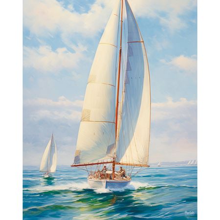 картина на холсте Парусник 400х500мм карта таиланда на холсте 42 59 см