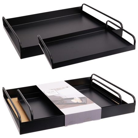 набор подносов KOOPMAN 2шт 37,5х28х5,6см/30х20х4,8см прямоугольные металл подсвечник koopman 10х10х20 5см металл