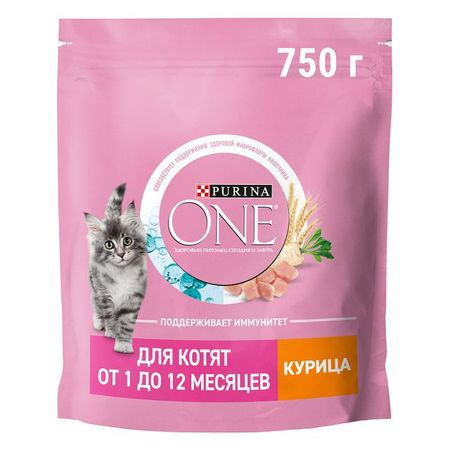корм для котят Purina ONE от 1 до 12 месяцев курица сухой 0,75кг сухой корм для котят perfect fit от 2 до 12 месяцев с курицей 190 г