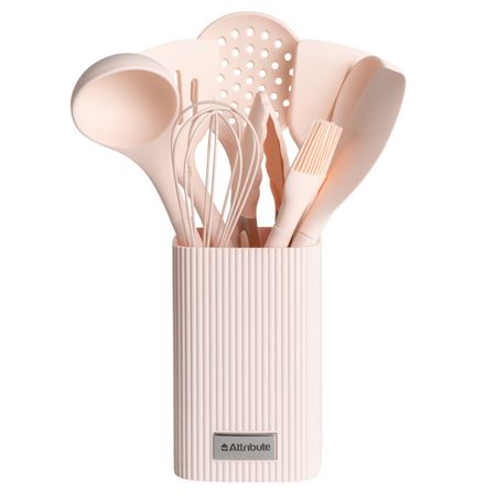 набор кухонный ATTRIBUTE Creman 10 предметов на подставке силикон, нейлон, пластик накладка white diamonds sparkle case для apple iphone x xs пластик силикон