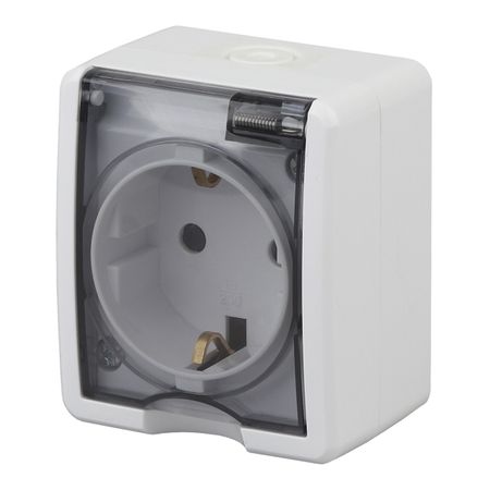 розетка 1 пост ЭРА Эксперт IP54 с заземлением белый