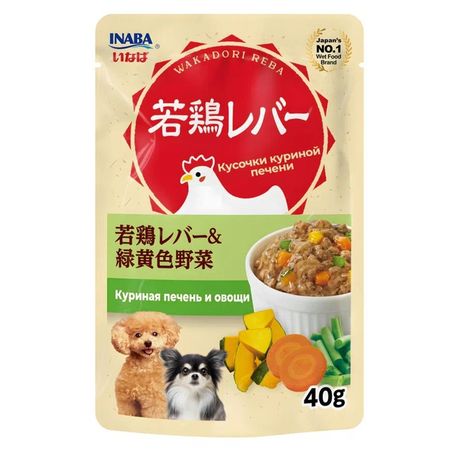 лакомство для собак INABA Wakadori Reba куриная печень и овощи 40г подарочный лакомства для собак titbit 280 г