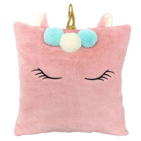 подушка декоративная Единорог вышивка 40х40см розовая, арт.ПДЕ-розовая