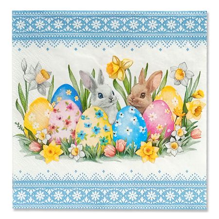 салфетки BOQUET Кролики и пасхальные яйца 3-слойные 33х33см 20шт мини пластиковые яйца динозавров 5 шт