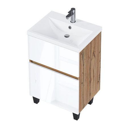 тумба с раковиной 1MARKA Twin 60х91х45см дуб вотан/белый глянец тумба бостон дуб вотан антрацит 900х370х1020 мм