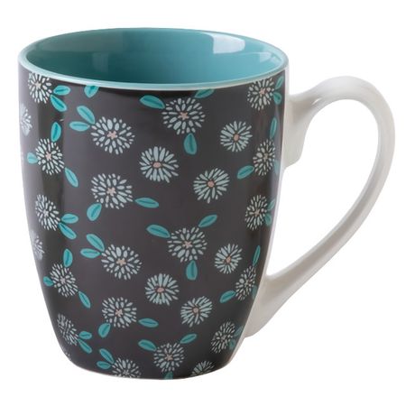 кружка TODELIA Ромашковый букет 400мл костяной фарфор черная