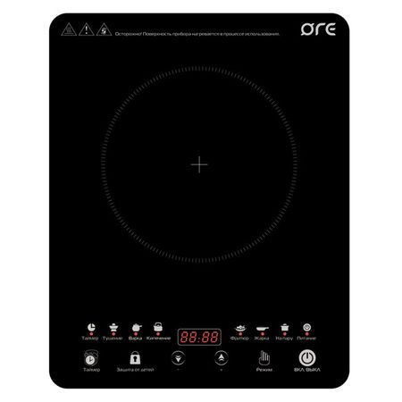 плитка индукционная ORE IM 2000Вт 1 конфорка черный конфорка электрическая чугун 180мм 1500вт