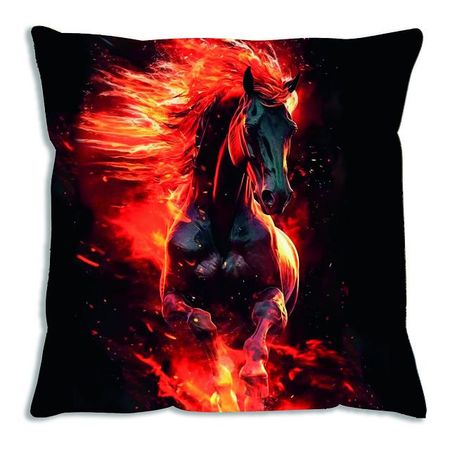 подушка декоративная Лошадь 40х40см черная, арт.ПД лошадь красн трафарет для живописи лошадь beebeecraft