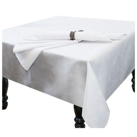 комплект столовый скатерть 1шт 220х150см, салфетки 6шт 35х35см белый, арт.220-6-2193 Белый скатерть дорожка бежевая вязаная крючком полиэстер хлопок