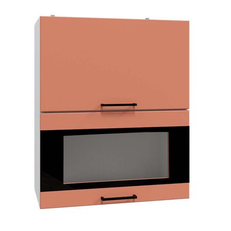 шкаф навесной горизонт фасад и витрина Латте Шарли Терракот 600х316х720мм