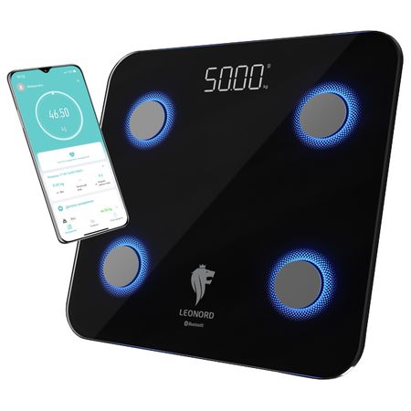 весы напольные LEONORD LE-1273 до 180кг стекло диагностические черный