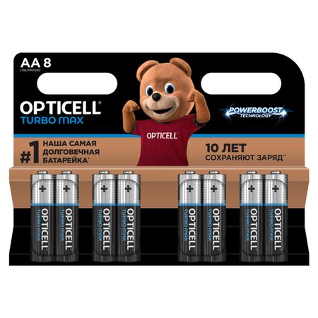 батарейка OPTICELL Турбо Макс 1,5В алкалиновая AA 8шт батарейка opticell алкалиновая 9v 1 шт