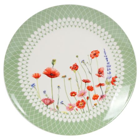 тарелка TODELIA Маки 26,5см обеденная костяной фарфор