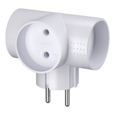 разветвитель 3 гнезда ФОТОН б/з 6A белый разветвитель эра 2 гнезда 2 usb 2400ma б з 10а белый
