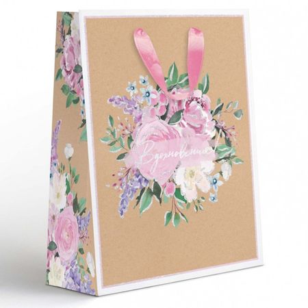 пакет подарочный 18x23x10 см Крафт  с эффектом одноразовые пакеты из крафт бумаги 25 шт