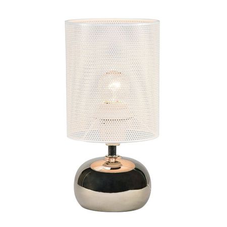 лампа настольная UNIEL Декор Е14 40Вт серебристый/белый лампа настольная эра e27 40вт белая