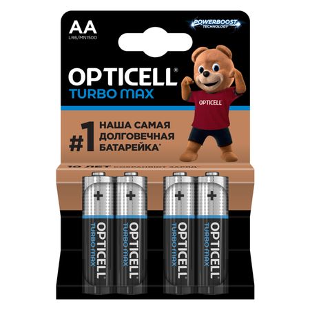 батарейка OPTICELL Турбо Макс 1,5В алкалиновая AA 4шт батарейка opticell алкалиновая 9v 1 шт