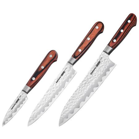 набор ножей SAMURA Kaiju 3 предмета нерж.сталь, дерево шампуров ecos 6шт 60x0 65х0 25см прямые нерж дерево