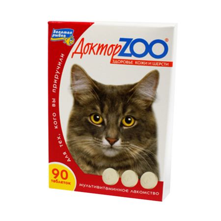 лакомство для кошек ДОКТОР ZОО Биотин здоровье кожи и шерсти 90таб витамины и добавки фармакс биологически активная кормовая добавка вит актив для здоровья шерсти кошек 120 таб
