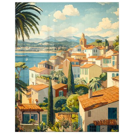 картина на стекле ГОРОД НА ПОБЕРЕЖЬЕ 400х500мм