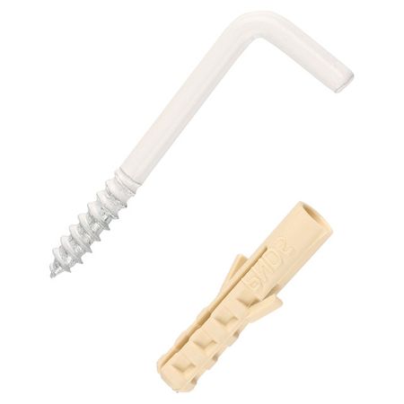 шуруп-крюк L-образный 3,8х40мм белый с дюбелем 2шт шуруп крюк l образный 3 0x25мм с дюбелем 3шт