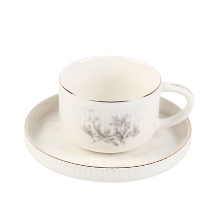 чашка с блюдцем TODELIA Флора 220мл костяной фарфор