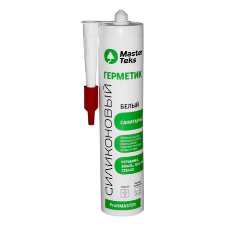 герметик силиконовый MASTERTEKS санитарный 290мл белый, арт.9610065/9612905 герметик силиконовый masterteks pm санитарный 290мл белый арт 9610065 9612905