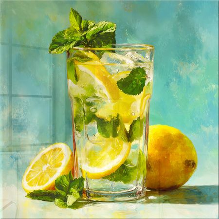 картина на стекле ОСВЕЖАЮЩИЙ ЛИМОНАД 400х400мм