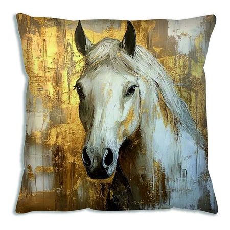 подушка декоративная Лошадь 40х40см белая, арт.ПД лошадь белая трафарет для живописи лошадь beebeecraft
