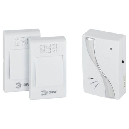 звонок ЭРА беспроводной 2 кнопки до 100м IP20 32 мелодии белый канцелярские кнопки moonbiffy прозрачные 40 шт